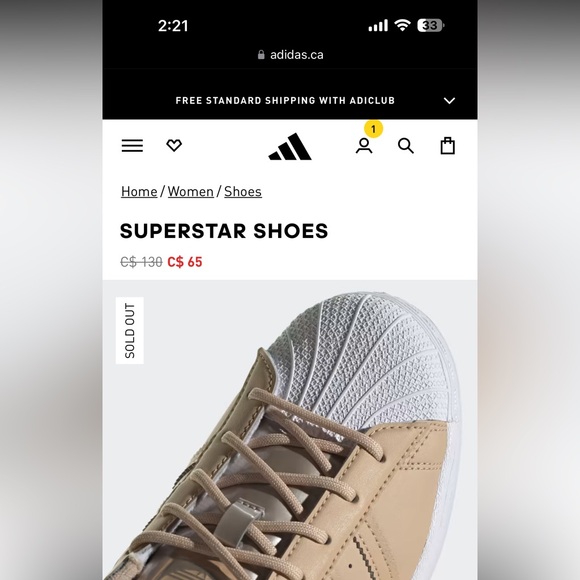 Adidas Superstar sneaker in beige. Size 7 - Picture 7 of 7